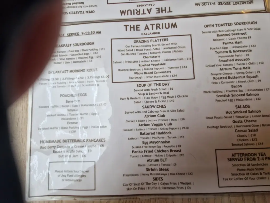 Menu_Atrium Cafe Restaurant_Callander_image_1