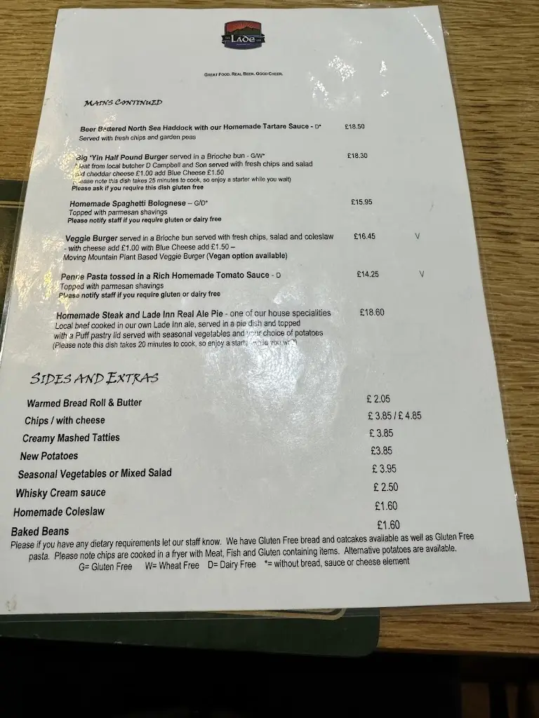 Menu_The Lade Inn_Callander_image_1