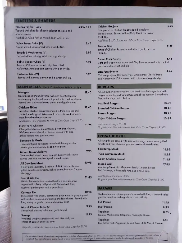 Menu_The Lion Sports Bar & Grill_Billingham_image_3