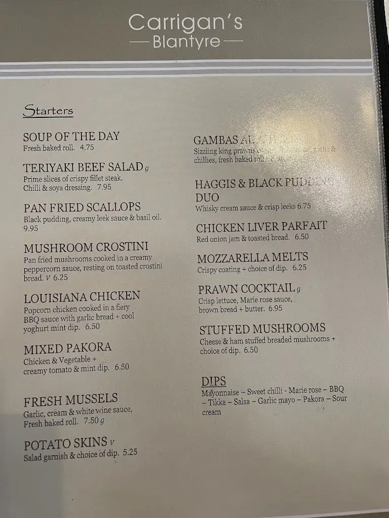 Menu_Carrigan's Blantyre_Blantyre_image_2