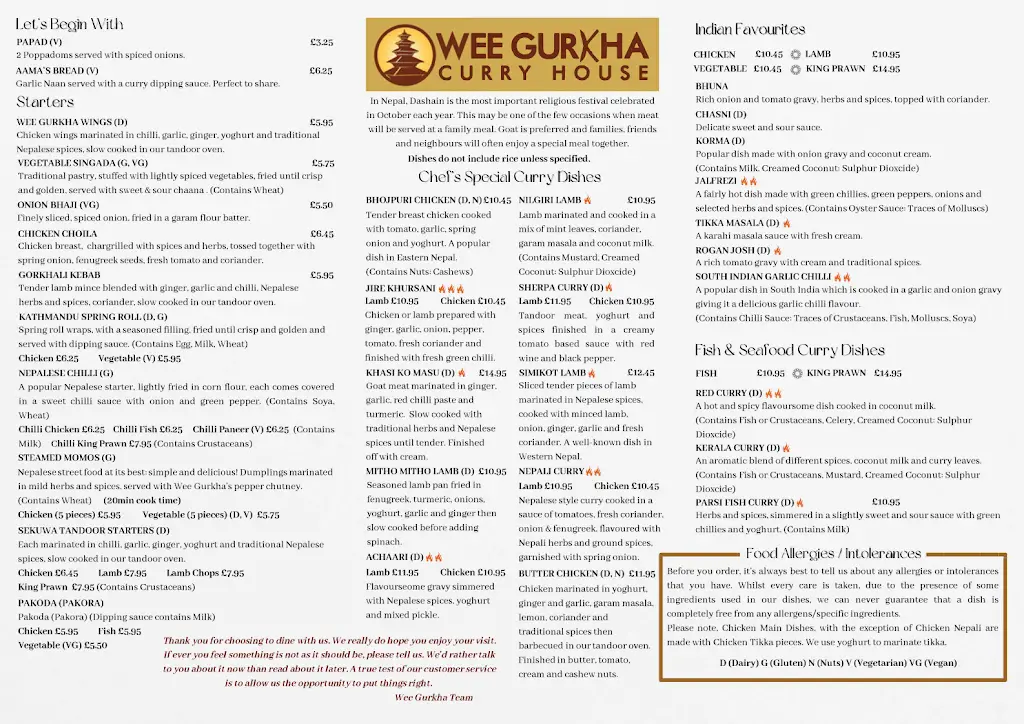 Menu_Wee Gurkha Curry House_Blantyre_image_2