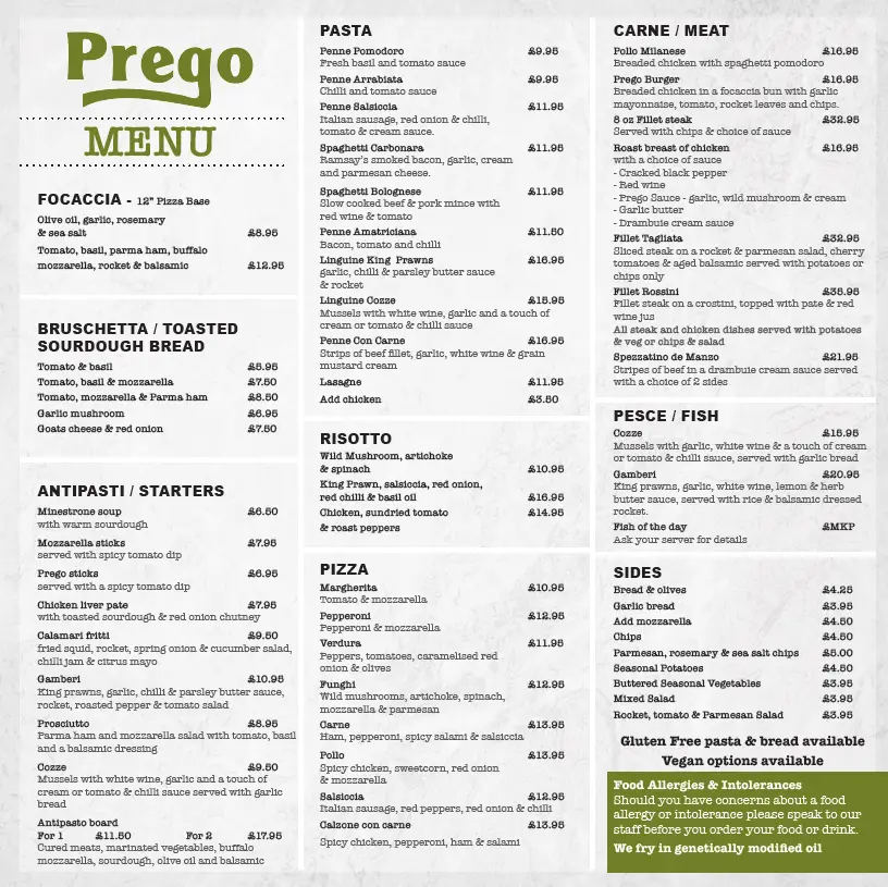 Menu_Prego Restaurant Carluke_Carluke_image_1