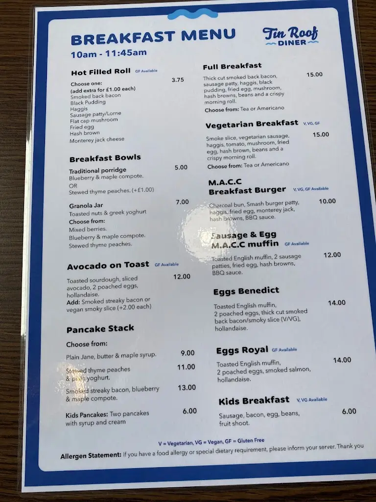 Menu_Tin Roof diner_Campbeltown_image_1