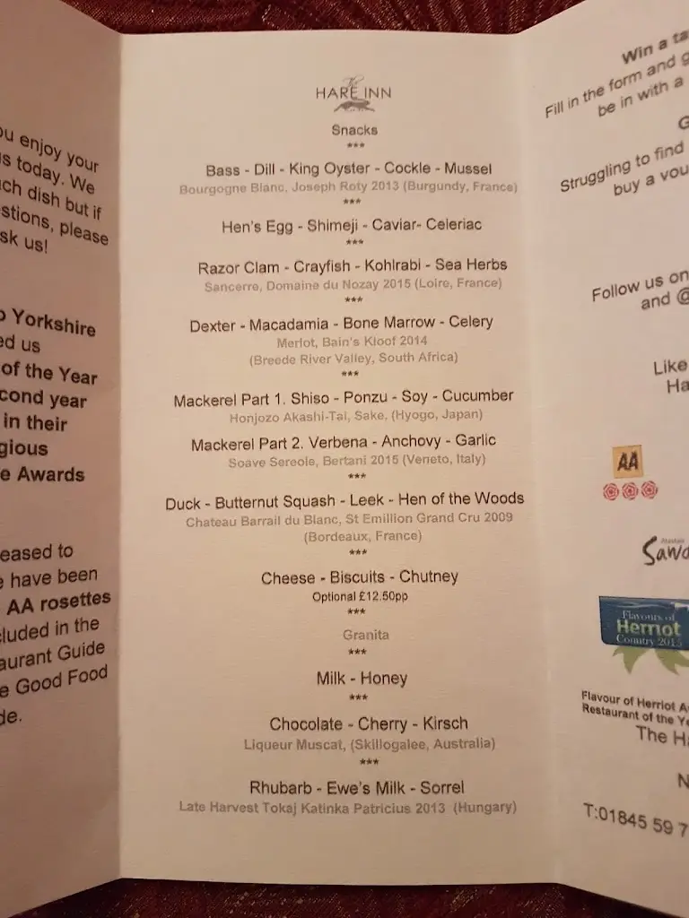 Menu_The Hare Restaurant_Bilsdale_imagen_2