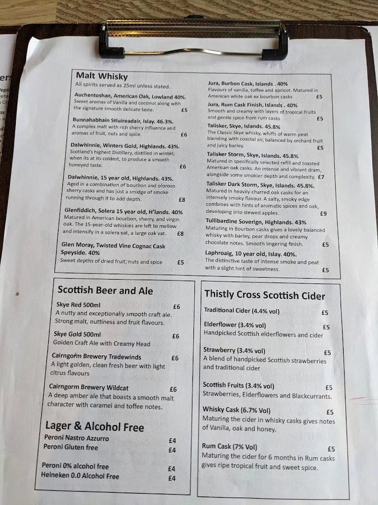 Menu_Caorann Restaurant Fort William_Caol_image_2