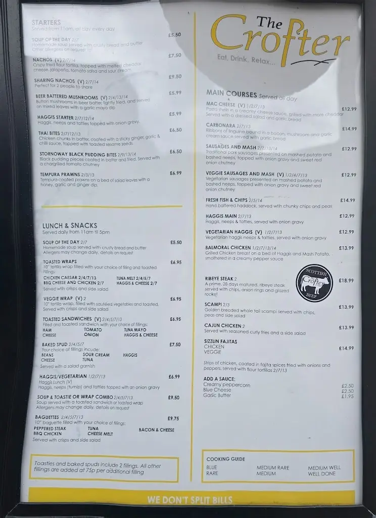 Menu_The Crofter Bar and Restaurant_Caol_immagine_1