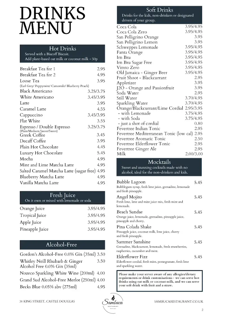 Menu_Sambuca Restaurant - Castle Douglas_Castle Douglas_image_3