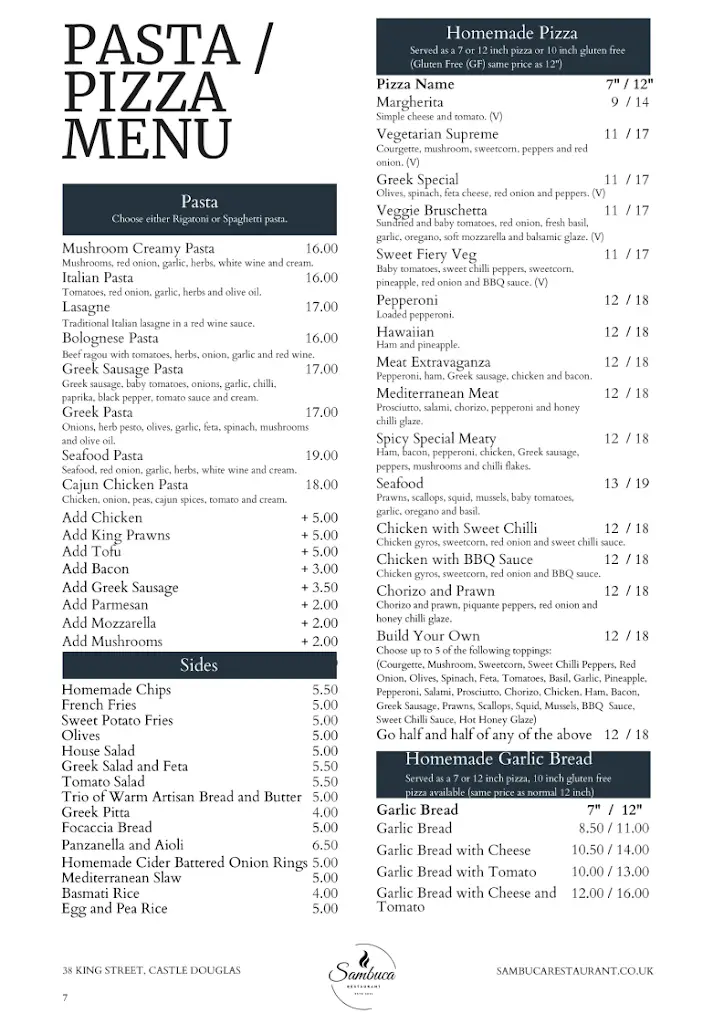 Menu_Sambuca Restaurant - Castle Douglas_Castle Douglas_image_4