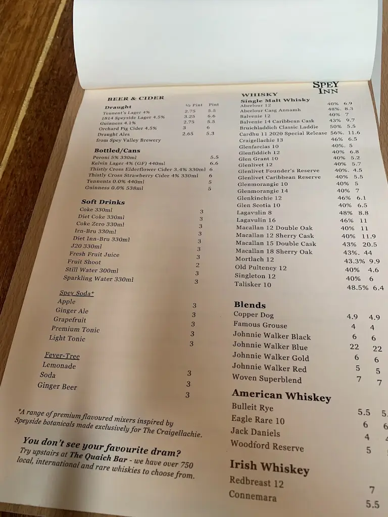 Menu_Spey Inn_Charlestown of Aberlour_image_2