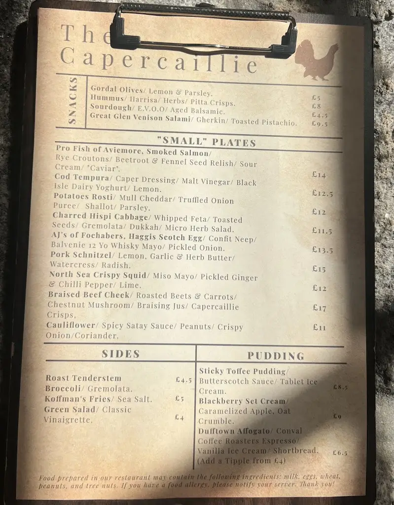 Menu_The Capercaillie_Charlestown of Aberlour_image_2