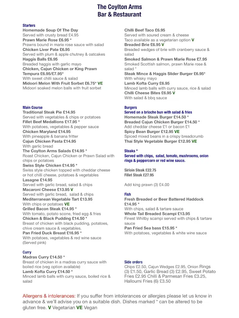 Menu_The Coylton Arms_Coylton_image_1