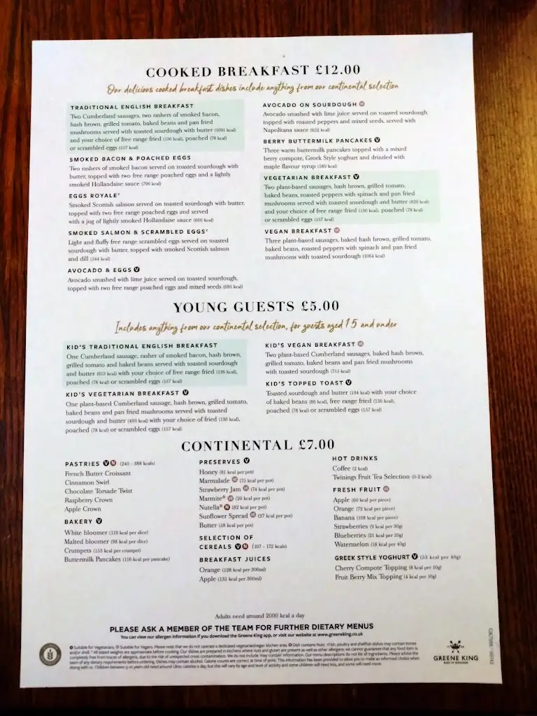 Menu_The George_Alconbury_image_1