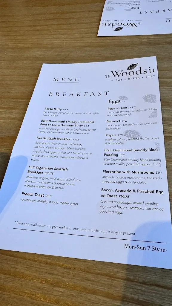 Menu_The Woodside - eat / drink / stay_Doune_image_2