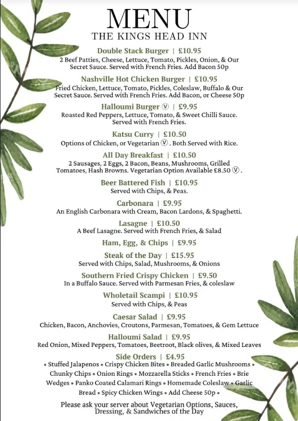 Menu_The Kings Head Inn_Billingshurst_image_1