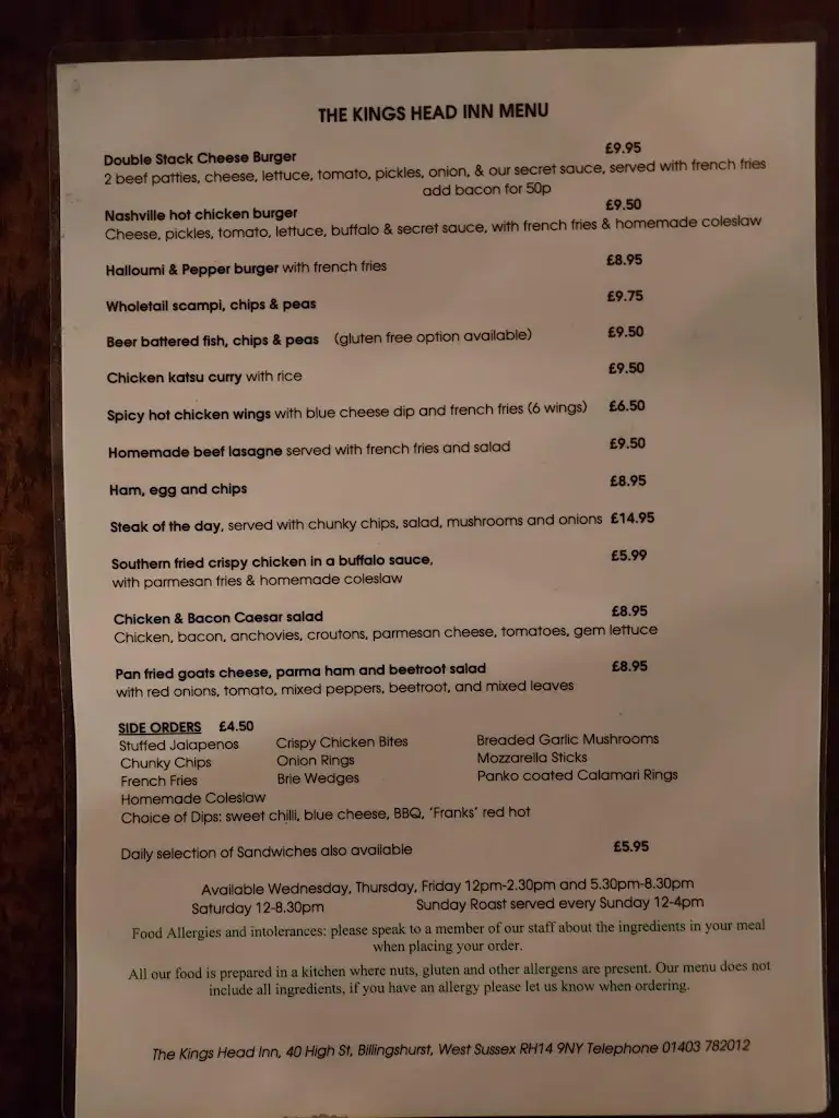 Menu_The Kings Head Inn_Billingshurst_image_4