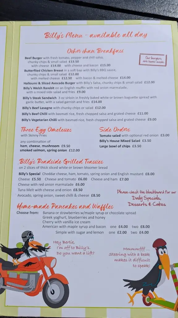 Menü_Billy's on the Road_Billingshurst_Bild_2