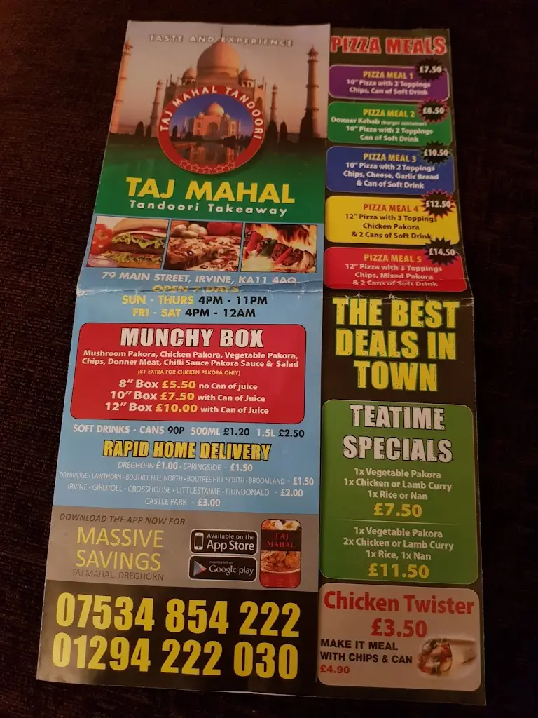 Menu_Taj Mahal_Dreghorn_immagine_1