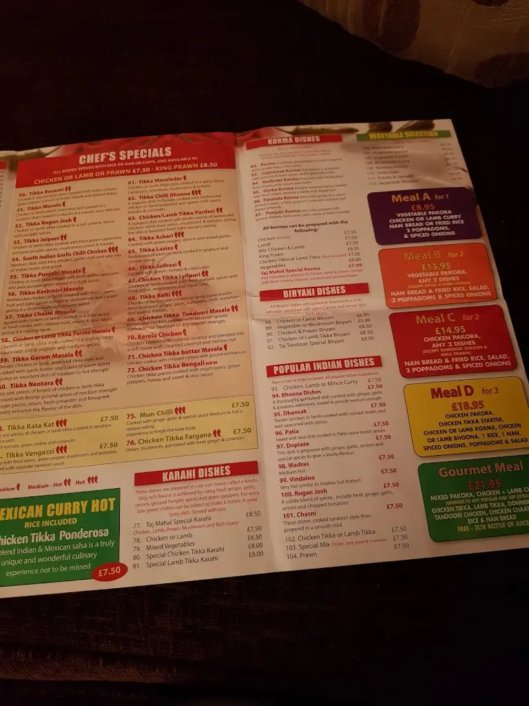 Menu_Taj Mahal_Dreghorn_immagine_3