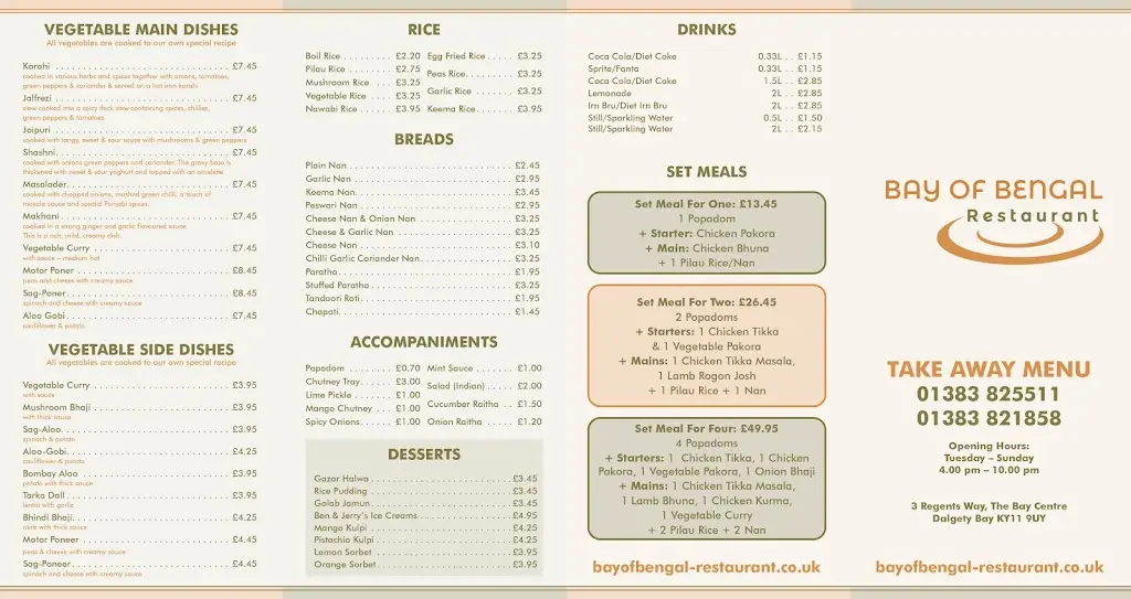 Menu_Bay Of Bengal_Dalgety Bay_image_2