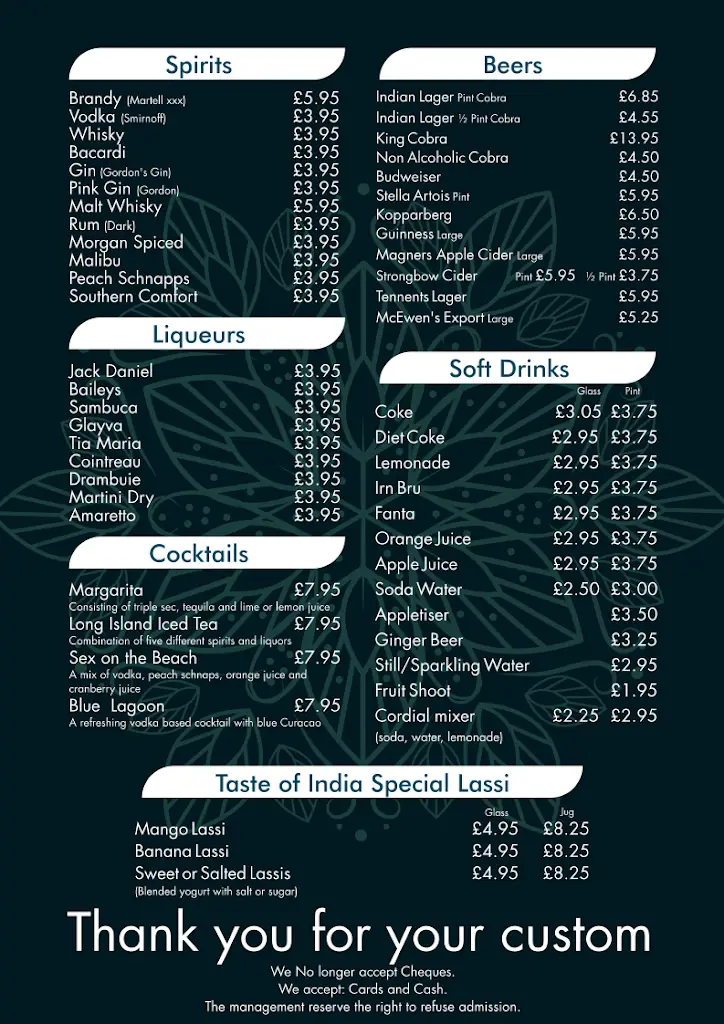 Menu_Taste Of India Rosyth._Dalgety Bay_image_1