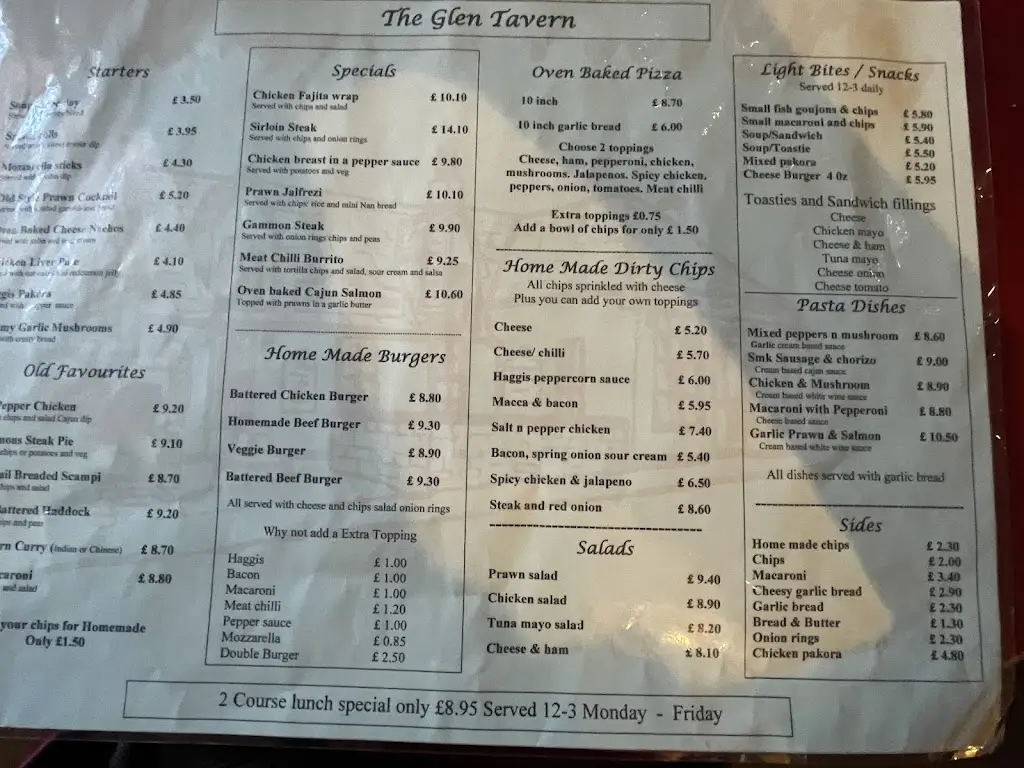 Menu_The Glen Tavern_Dunfermline_image_1
