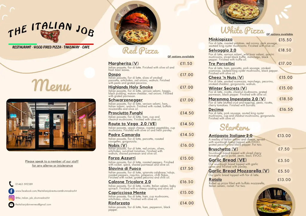 Menu_The Italian Job_Drumnadrochit_image_1