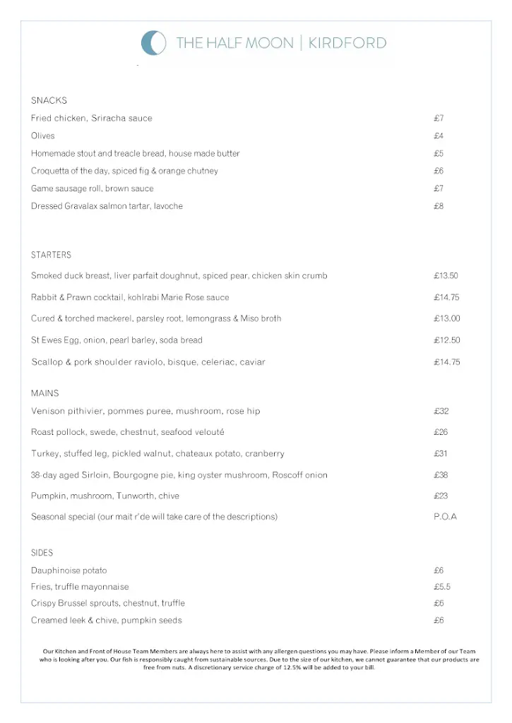 Menu_The Half Moon, Kirdford_Billingshurst_image_1