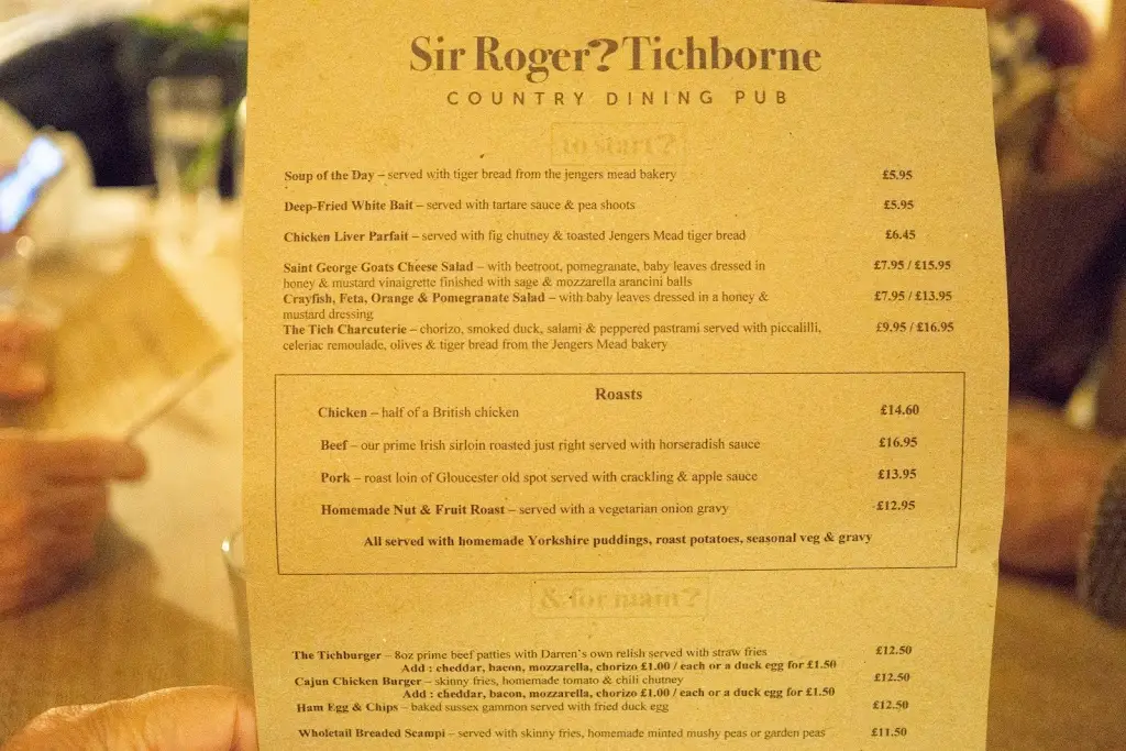 Menu_The Sir Roger Tichborne_Billingshurst_immagine_2