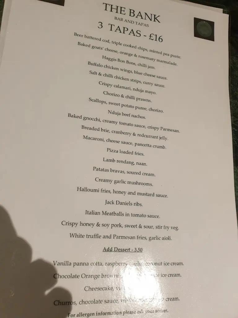 Menu_The Bank Bar and Tapas_Dumfries_image_1