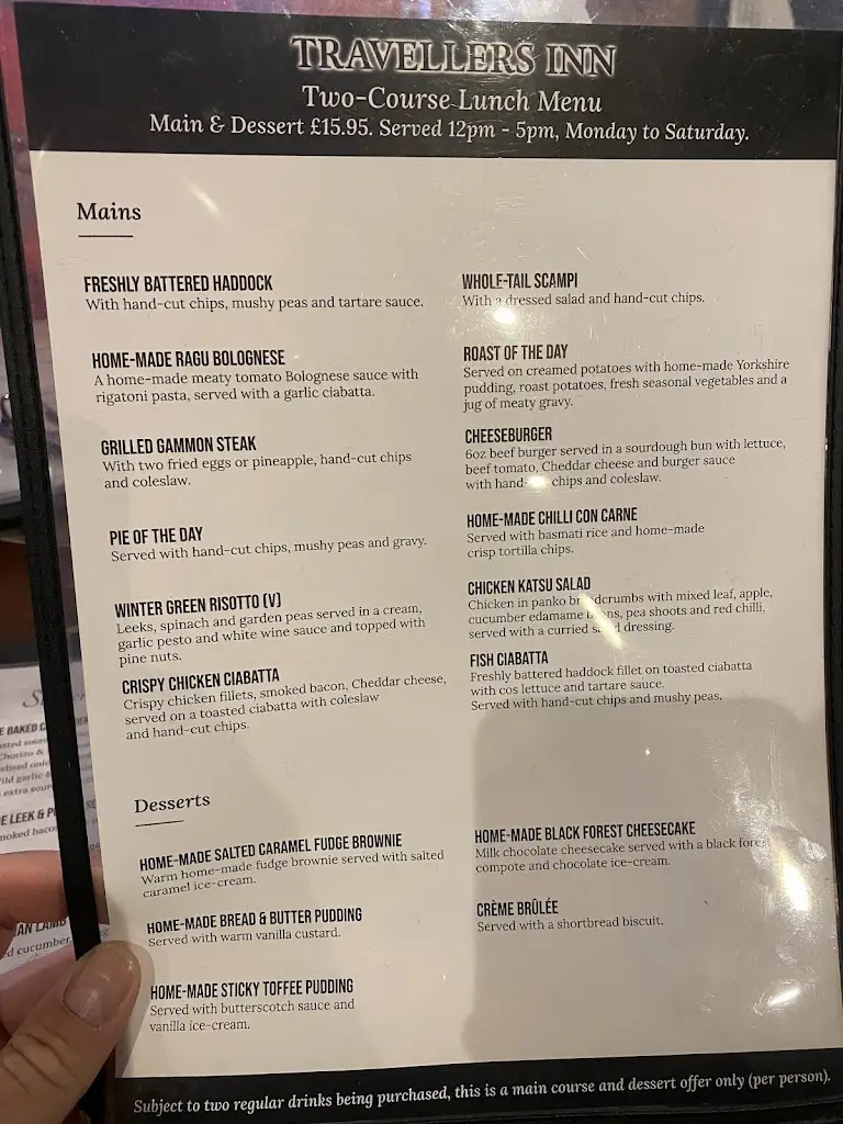 Menu_The Travellers Inn Birdwell_Birdwell_image_1