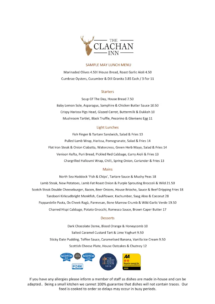Menu_The Clachan Inn_Dumfries and Galloway_image_1