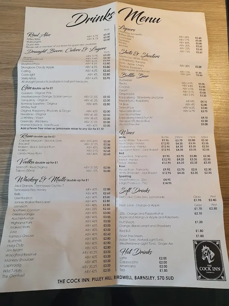 Menu_The Cock Inn_Birdwell_immagine_2