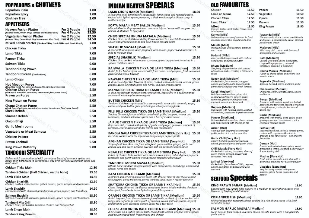 Menu_Indian Heaven Restaurant_Alsager_immagine_4