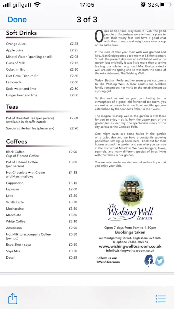 Menu_The Wishing Well Tearoom and Coffee shop_Eaglesham_image_1