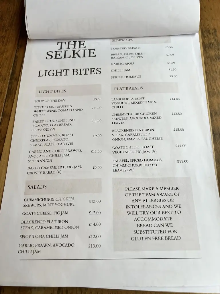 Menu_The Selkie_Dundee_image_1