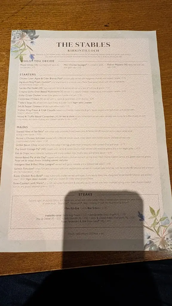 Menu_The Stables_East Dunbartonshire_image_1
