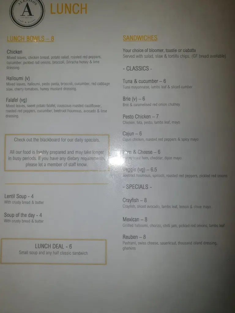 Menu_Alessio's Café & Bistro_East Dunbartonshire_image_1