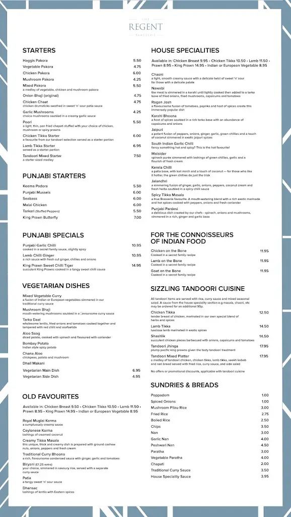 Menu_The Regent Brasserie_East Dunbartonshire_image_1