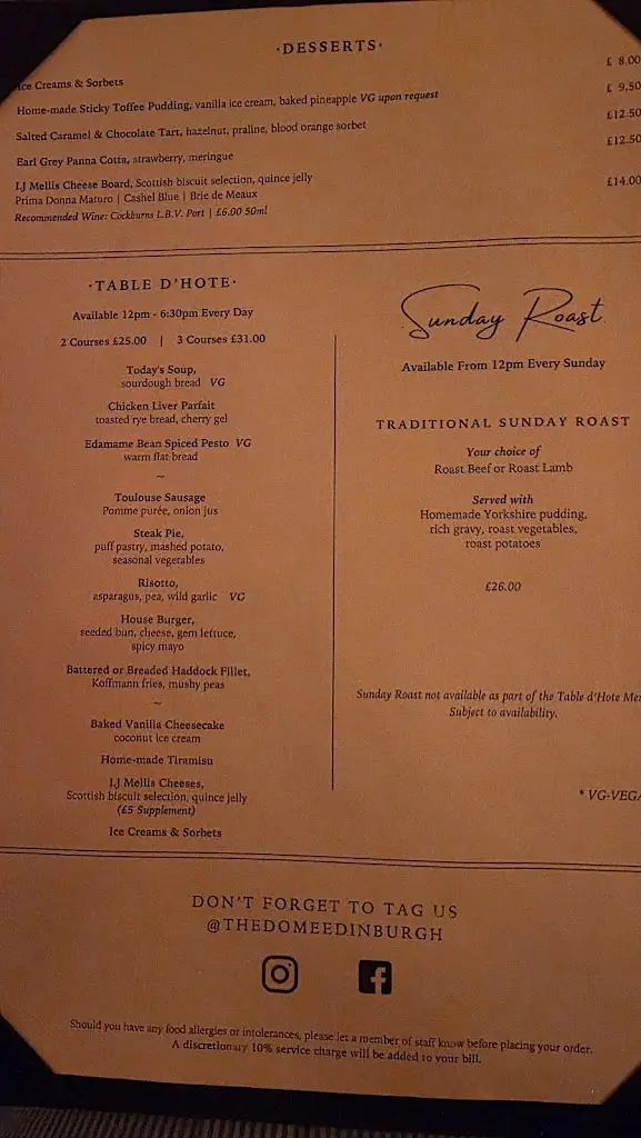 Menu_The Dome_Edinburgh_image_2