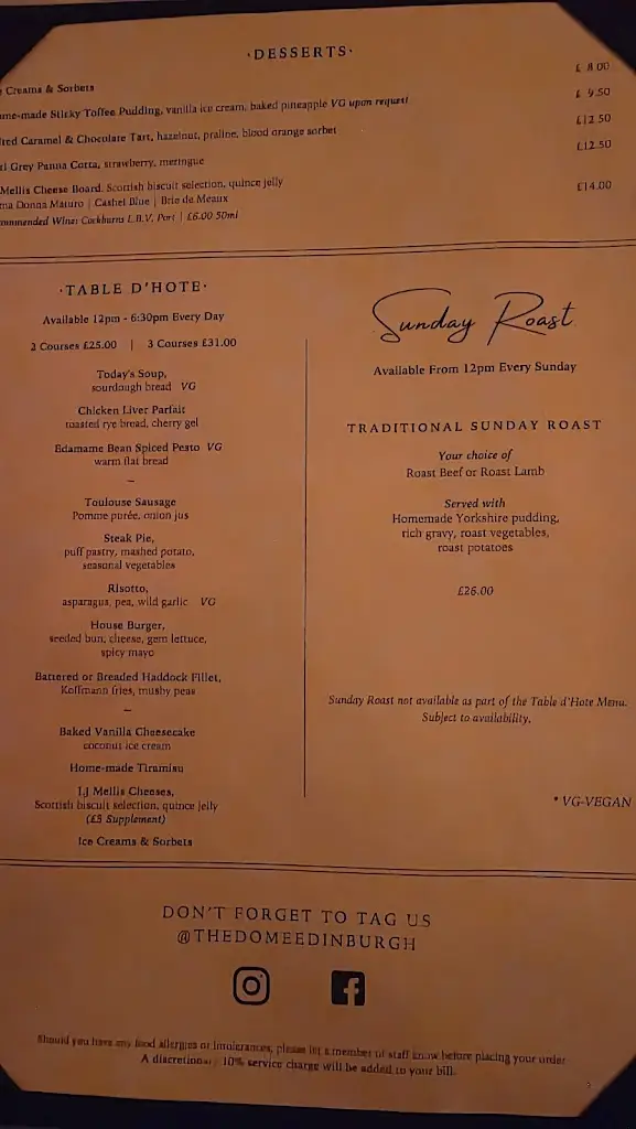 Menu_The Dome_Edinburgh_image_4