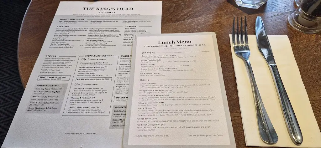 Menu_The King's Head_Billericay_image_1