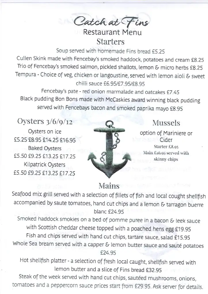 Menu_The Catch at Fins Restaurant_Fairlie_image_1