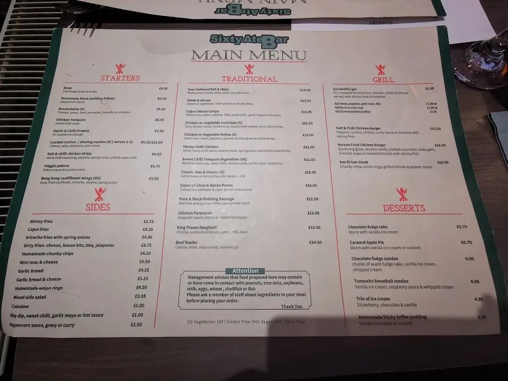 Menu_Sixty Ate Bar and Kitchen_Duntocher_image_1