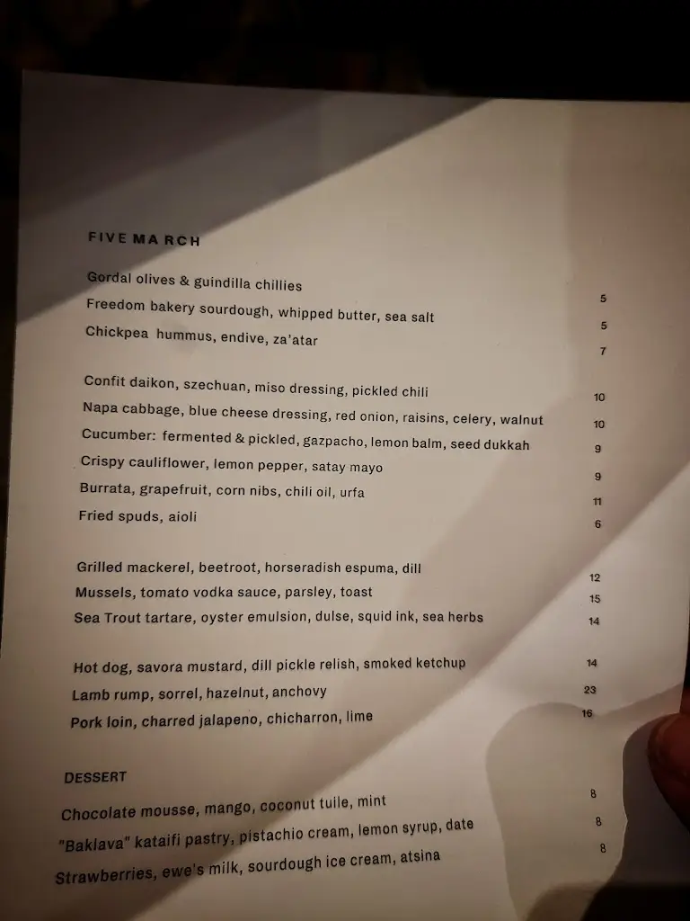 Menu_Five March_Elderslie_image_2
