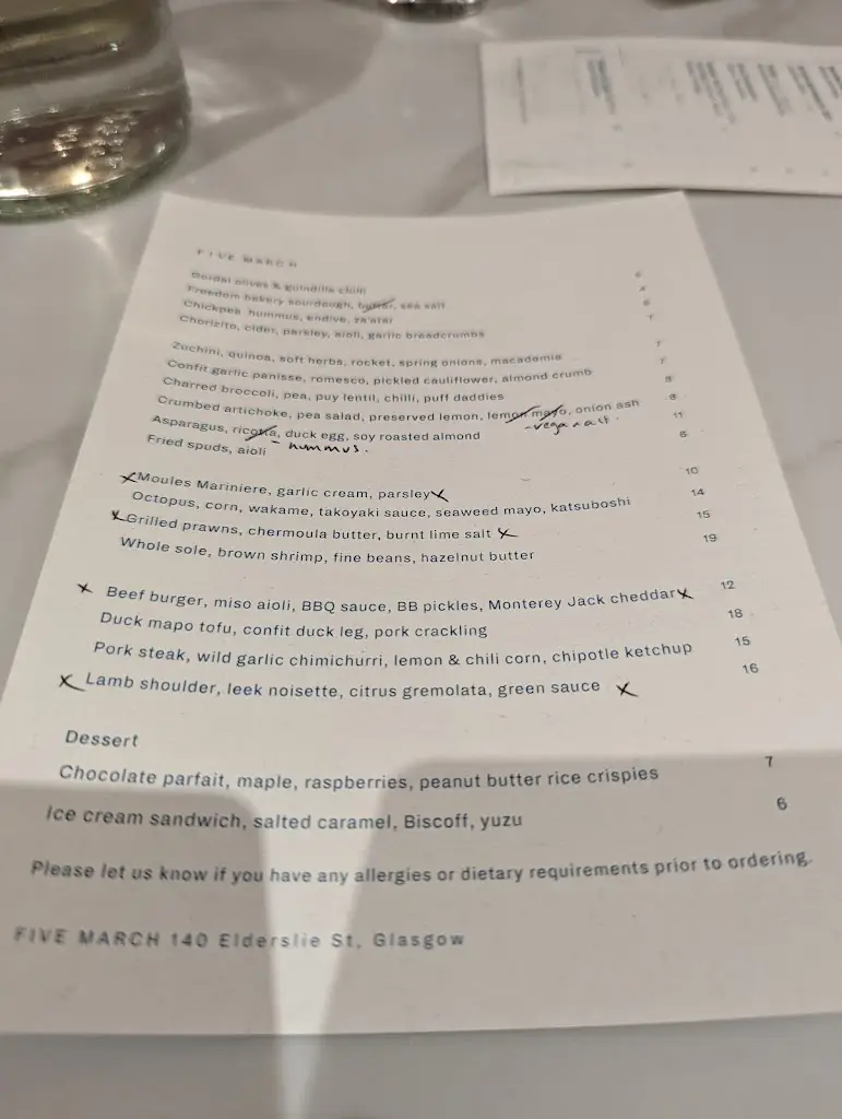 Menu_Five March_Elderslie_image_4