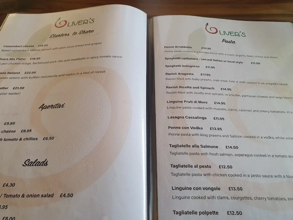 Menü_Oliver's Italian_Billericay_Bild_1