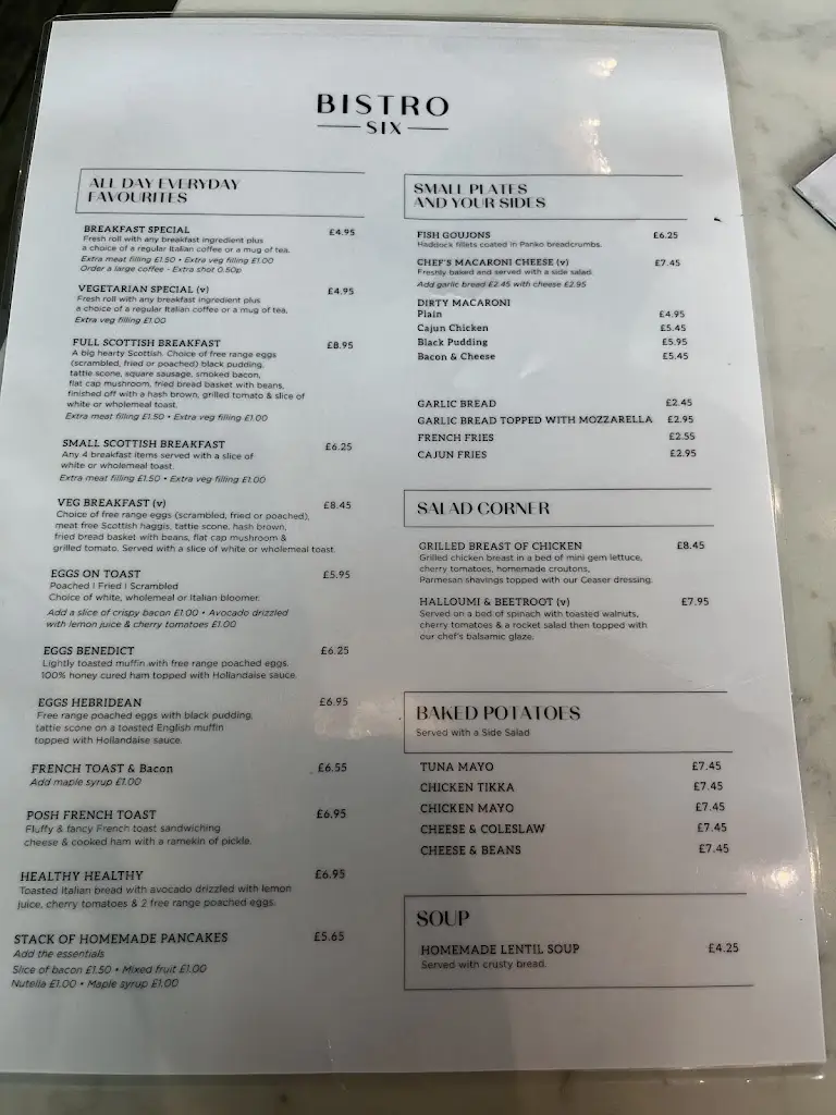 Menu_Bistro Six_East Kilbride_image_1