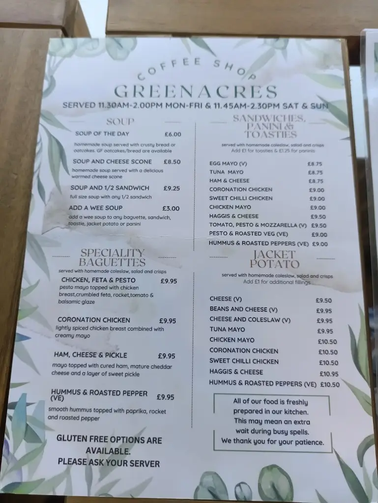 Menu_Greenacres Coffee Shop_Fochabers_image_1
