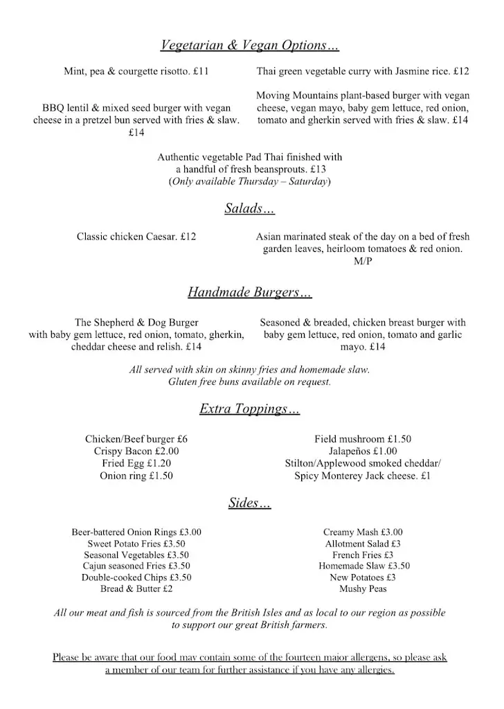 Menu_The Shepherd and Dog_Billericay_image_3