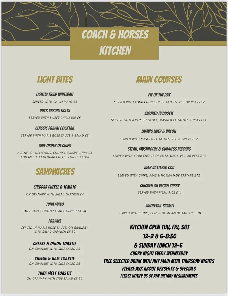 Menu_Coach & Horses_Billericay_image_2